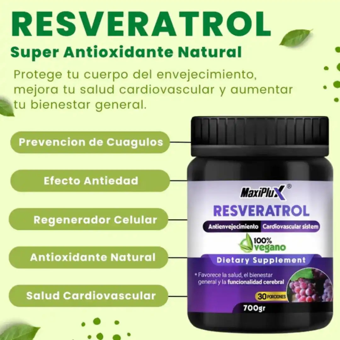Resveratrol NAD 700 Gramos + Colágeno Marino Hidrolizado GRATIS🎁