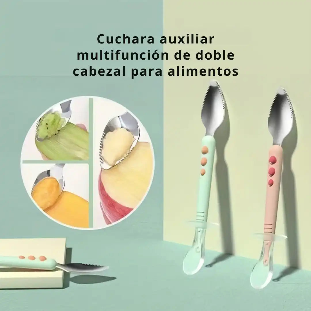 Cuchara en Acero Inoxidable de Alta Calidad y Silicona Plegable➕Estuche Portátil👶