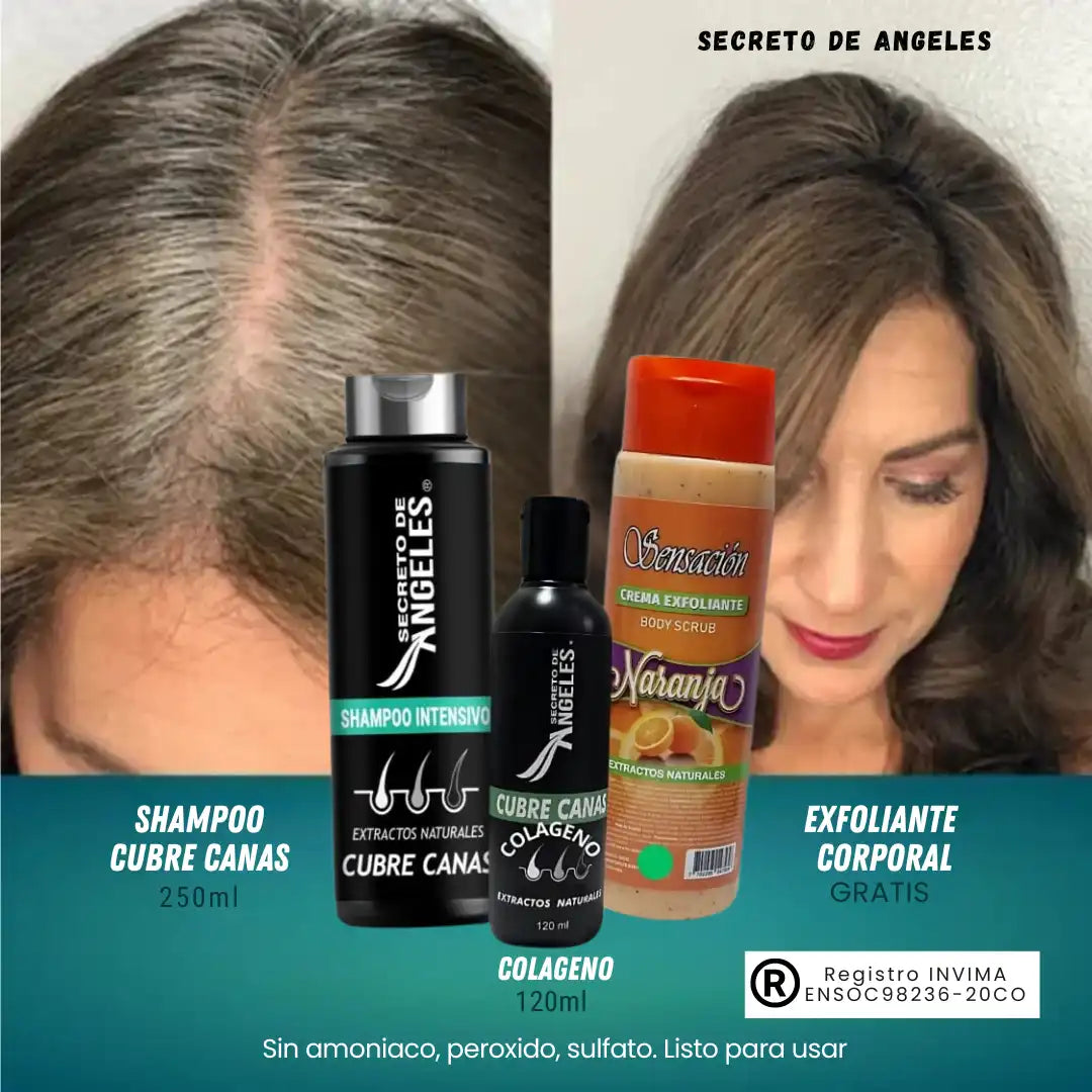 Original Shampoo Cubre Canas Secreto de Ángeles➕Colageno y Exfoliante GRATIS🎁