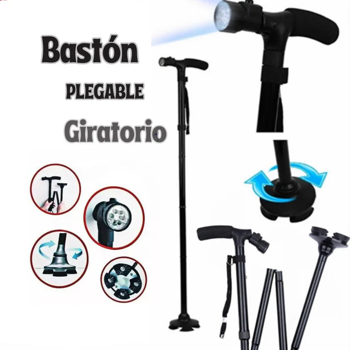 Bastón Plegable Para Caminar Con Luz Led para Hombres y Mujeres