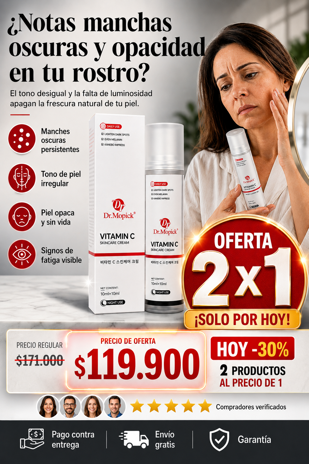 Dr. Mopick® Crema Facial de Vitamina C Antimanchas