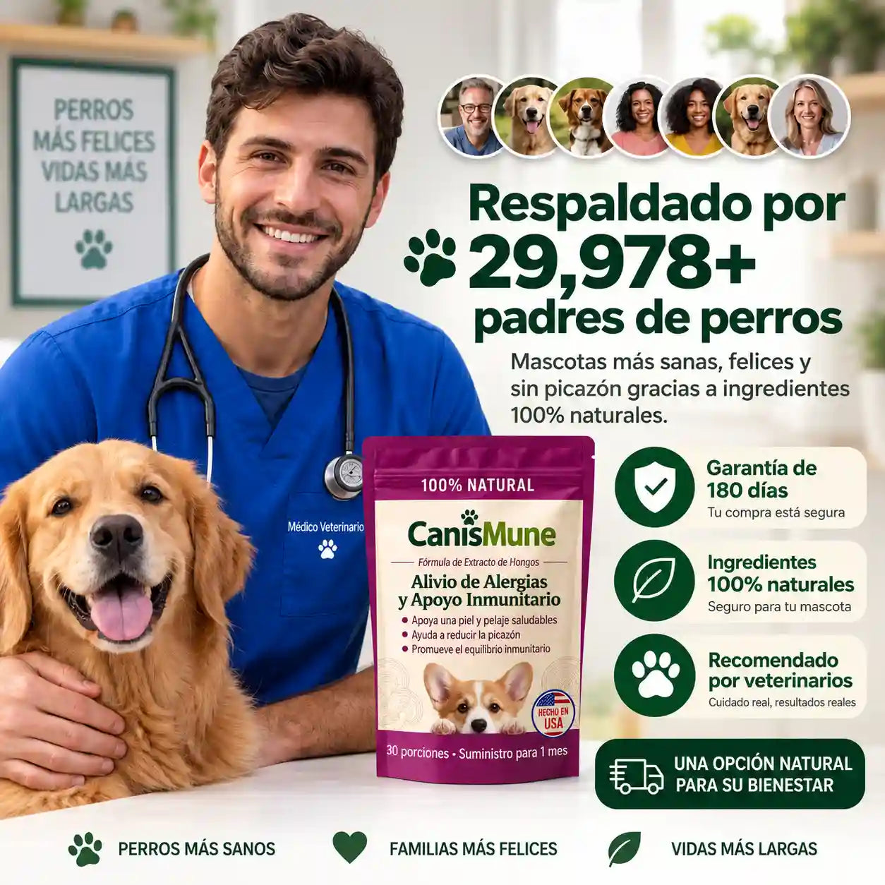 CanisMune™️Fórmula Natural de Hongos para Perros, Apoya el Sistema Inmunológico y el Bienestar de Piel y Pelaje