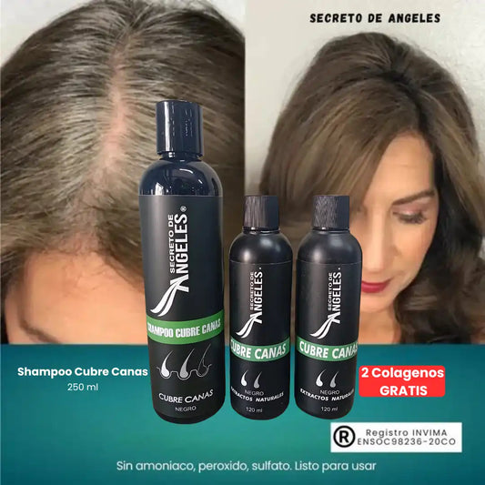 Original Shampoo Cubre Canas Secreto de Ángeles➕2 Colagenos GRATIS🎁