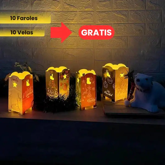 Faroles Navideños Armables X10➕Velas Farol X10 GRATIS🎁