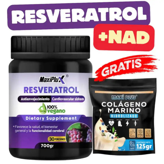 Resveratrol NAD 700 Gramos + Colágeno Marino Hidrolizado GRATIS🎁