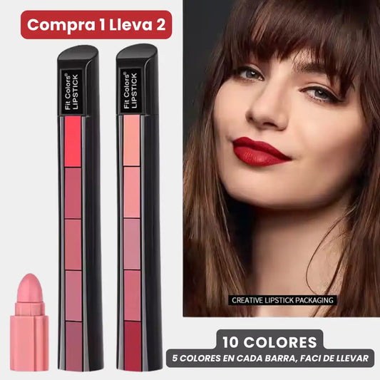 Labial Mate 5 en 1 💋 Barra Desplegable💄Paga 1 lleva 2➕Envio GRATIS🎁