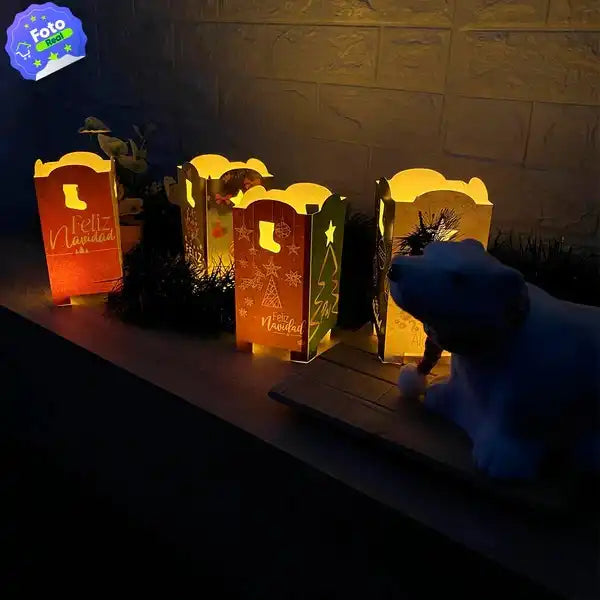 Faroles Navideños Armables X10➕Velas Farol X10 GRATIS🎁
