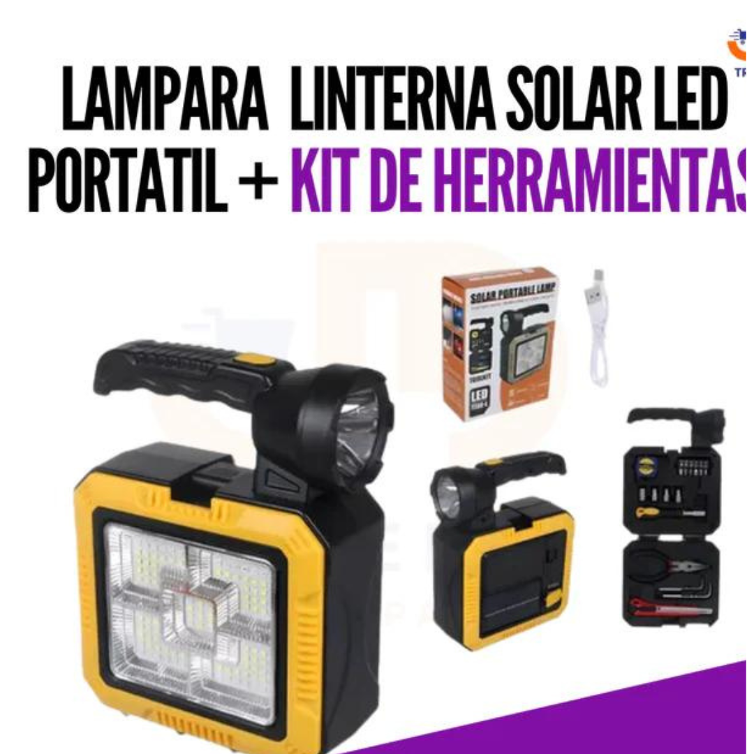 SOLARGEAR PRO®️LINTERNA SOLAR + KIT DE HERRAMIENTAS