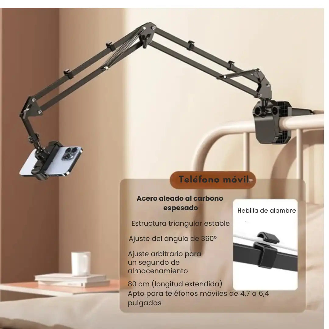 Soporte Retráctil Oculto para Teléfono y Tableta junto a la Cama