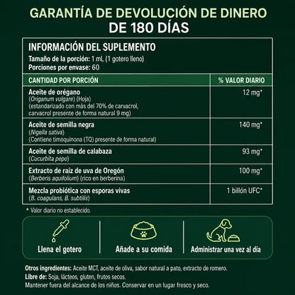 Gotas de Aceite de Orégano. NO más Arrastre, Lamido y Estres