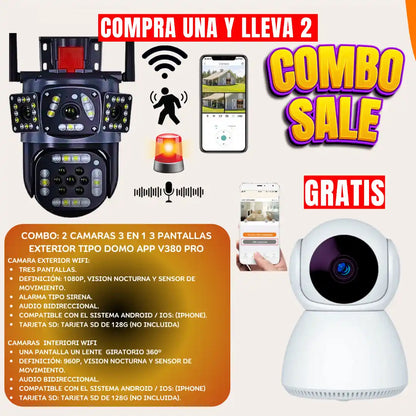 CAMARA DE SEGURIDAD 3 LENTES CON VISIÓN NOCTURNA➕Regalo Camara Tipo Xiaomi