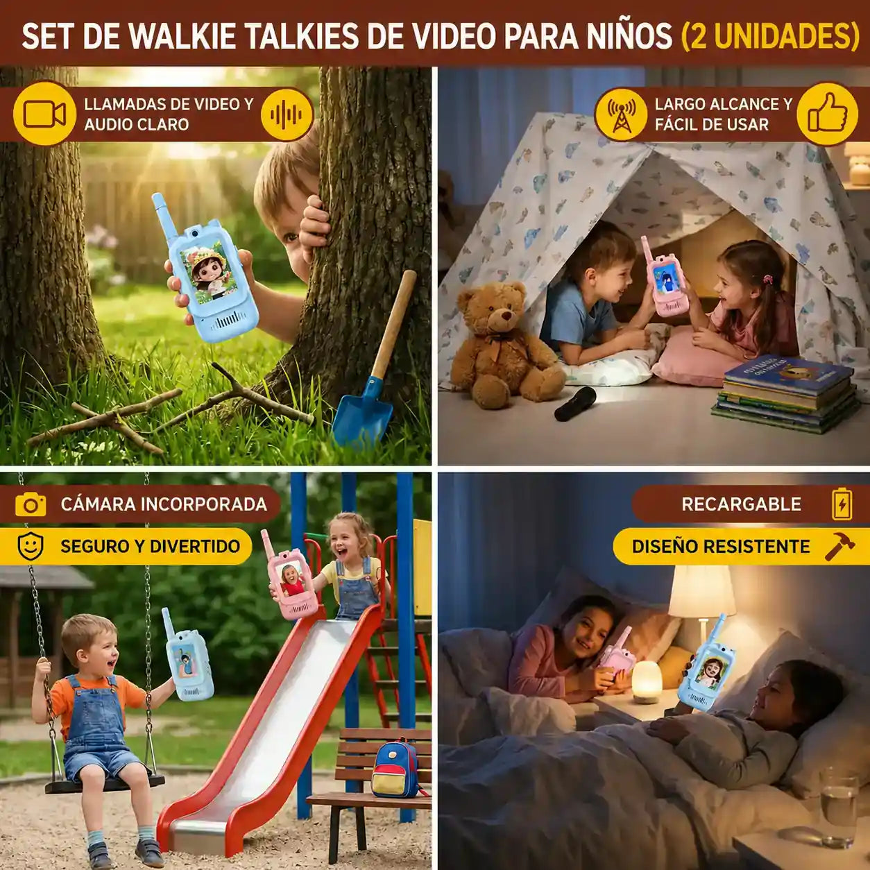 Walkie-Talkies Tipo Celular con Vídeollamada para niños X2 ➕ Envio Gratis