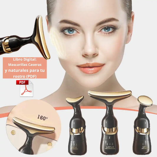 Masajeador Facial 3 en 1 de Cuello y Ojos ➕Libro Digital - Mascarillas Caseras y Naturales😃