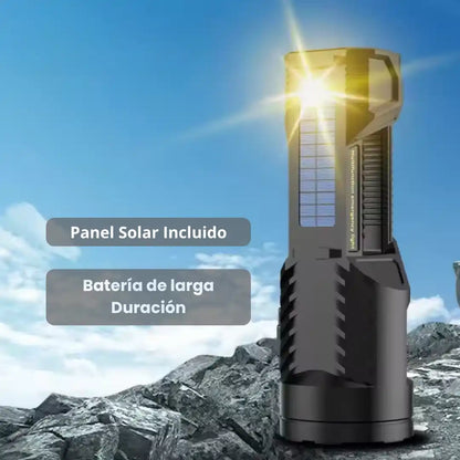 LINTERNA LED 🔦 CON PANEL SOLAR Y POWERBANK USB ➕CORREA Y ENVIO GRATIS