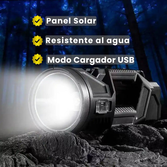 LINTERNA LED 🔦 CON PANEL SOLAR Y POWERBANK USB ➕CORREA Y ENVIO GRATIS