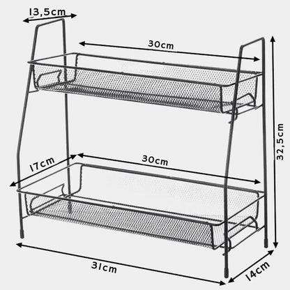 Estante Multifuncional 2 Niveles: Usalo en la Cocina, Baño y como Cesta de maquillaje